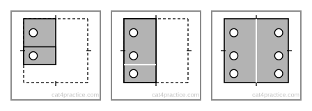 The paper opened one fold at a time, last fold first. Holes: 2, then 3, then 6.